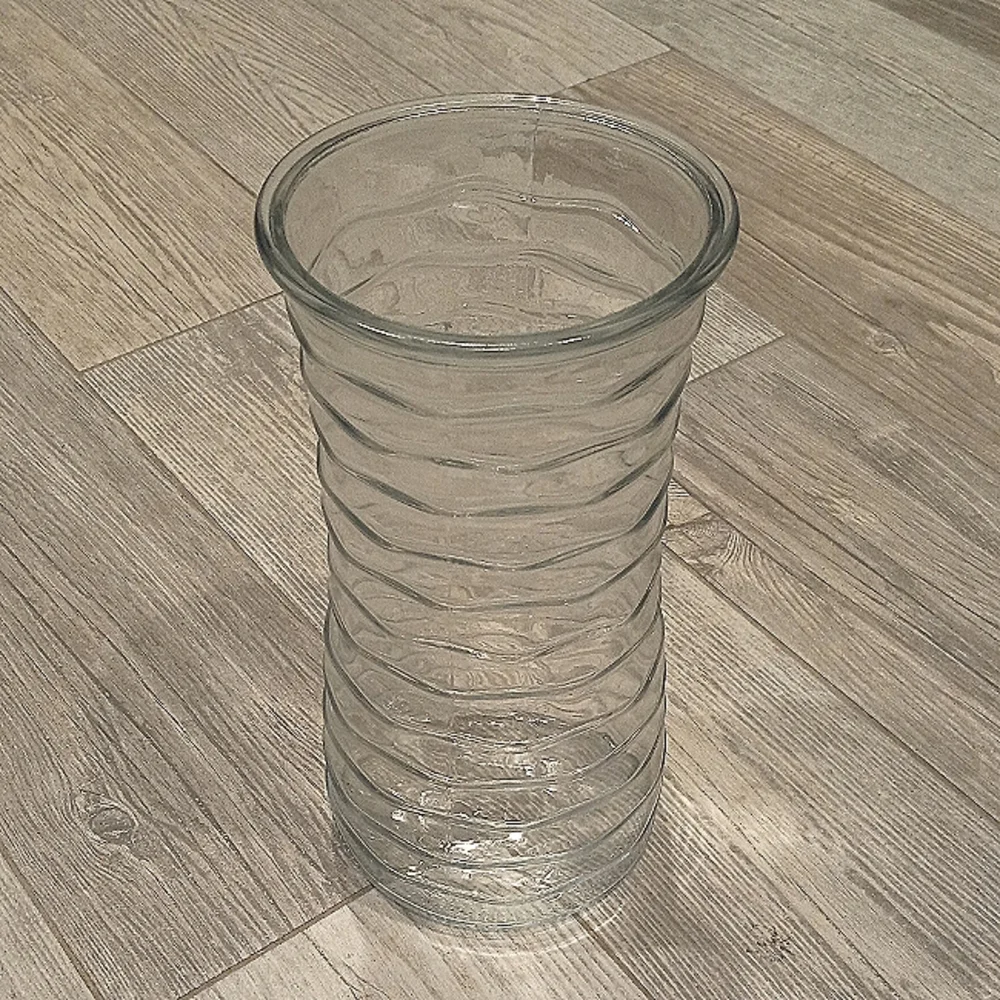 Textured Clear Glass Vase 9.5 Inches Tall